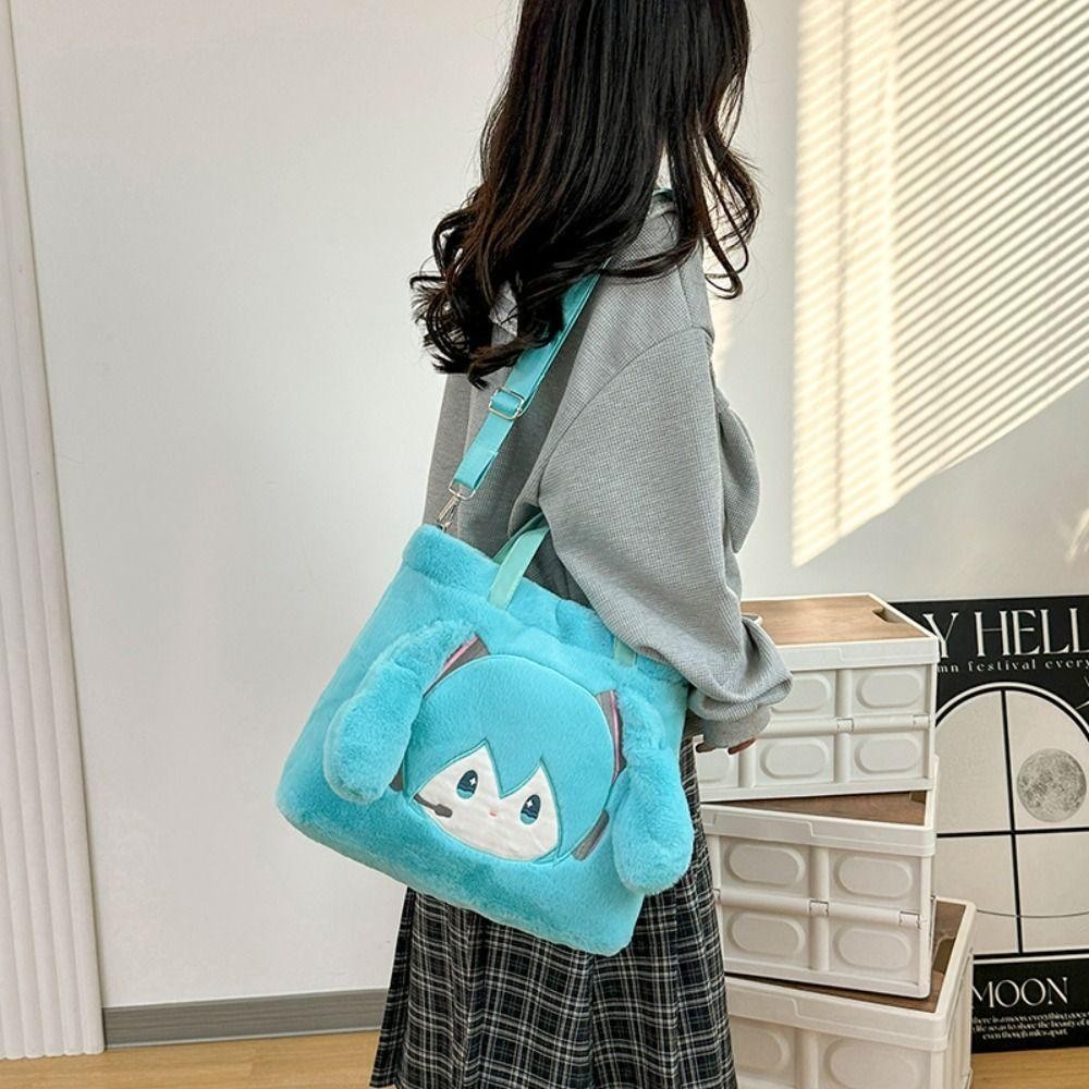 Lfids Plush Miku Ita กระเป๋า, Virtual Goji ความจุขนาดใหญ่ Hatsune Miku กระเป๋า, Creative Kawaii Magnetic Snap น่ารัก Miku แฟน