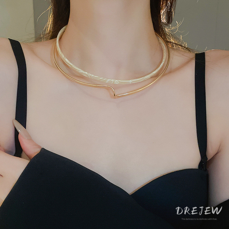 Drejew ปลอกคอเรซิ่น sfumato สองชั้นของผู้หญิงฤดูใบไม้ร่วงและฤดูหนาวเฉพาะสร้อยคอออกแบบส่วนบุคคล