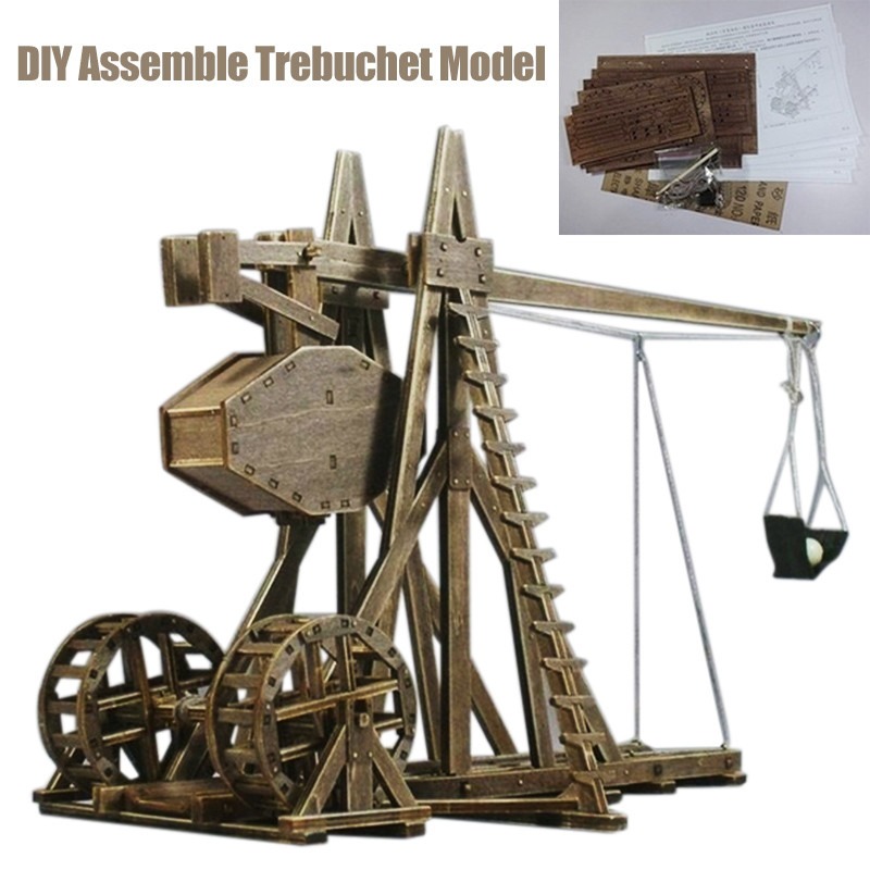 ความแม่นยําไม้ประกอบ Trebuchet รุ่นเด็กการศึกษาของเล่นตกแต่งบ้าน