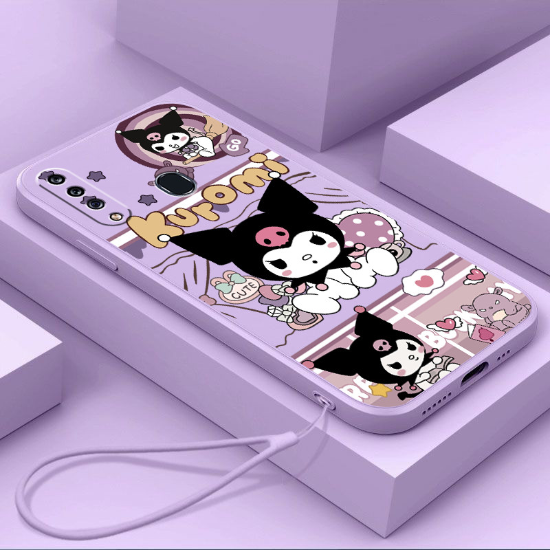 ปลอกสําหรับ Huawei Y6P Y7 Pro 2019 Y6s Y7A Y7P Y9 Prime 2019 Y9 2019 เคสโทรศัพท์การ์ตูนอะนิเมะ kuromi พร้อมเชือกเส้นเล็กความงามสาวซิลิโคน TPU Soft Shell ออกแบบใหม่กันกระแทก