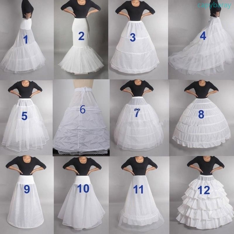 Cpy Crinoline กระโปรงชั้นในความยาวชั้นสําหรับผู้หญิงชุดเจ้าสาวชุดวินเทจกระโปรงห่วงสีขาวหลายสไตล์