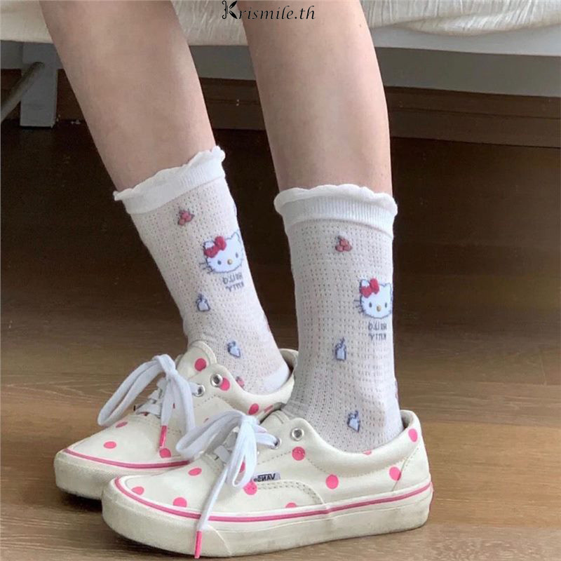 COD-ในไทย ถุงเท้า HelloKittyลายการ์ตูน น่ารัก Insสไตล์เกาหลี นักเรียนสำหรับผู้หญิง เครื่องประดับแฟชั่น ความยืดหยุ่นสูง-K