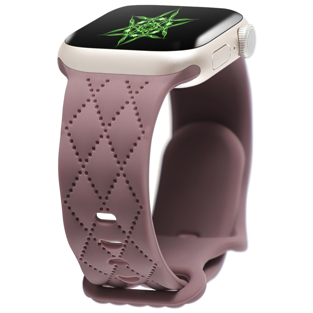 สายรัดหัวเข็มขัดซิลิโคนลายดอก Hermes สำหรับ Apple Watch s9iwatch10 S8/ultral46 mm