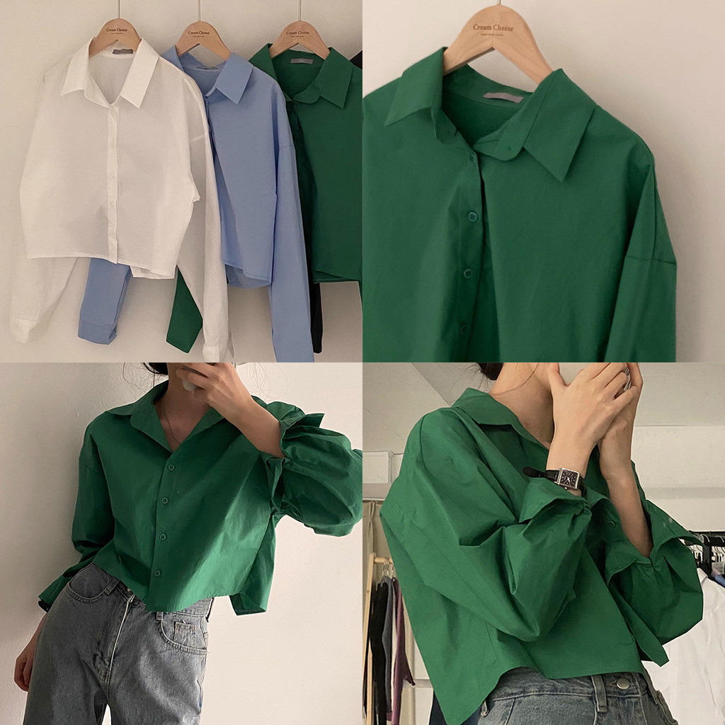 เสื้อเชิ้ตแขนยาวดีไซน์เปิดหลัง ดูดีสำหรับสาวตัวเล็ก