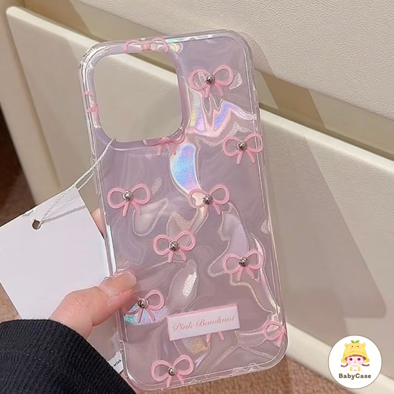 เคสไอโฟน 15 สำหรับ iPhone 11 13 16 15 12 14 Pro Max 7 16 15 8 Plus XR X XS Max ดอกทิวลิปสดโรแมนติกโบว์น้ำนุ่มปกอ่อน