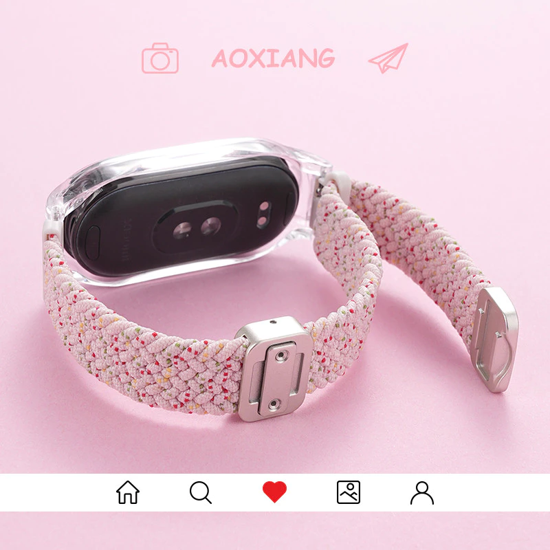 หัวเข็มขัดแม่เหล็กสายไนลอนสําหรับ For Xiaomi Mi band 10 9 8 7 สร้อยข้อมือยืดหยุ่นแบบปรับได้สําหรับ for Miband 6 5 4 3 NFC เปลี่ยน Wristban