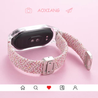 หัวเข็มขัดแม่เหล็กสายไนลอนสําหรับ For Xiaomi Mi band 10 9 8 7 สร้อยข้อมือยืดหยุ่นแบบปรับได้สําหรับ for Miband 6 5 4 3 NFC เปลี่ยน Wristban
