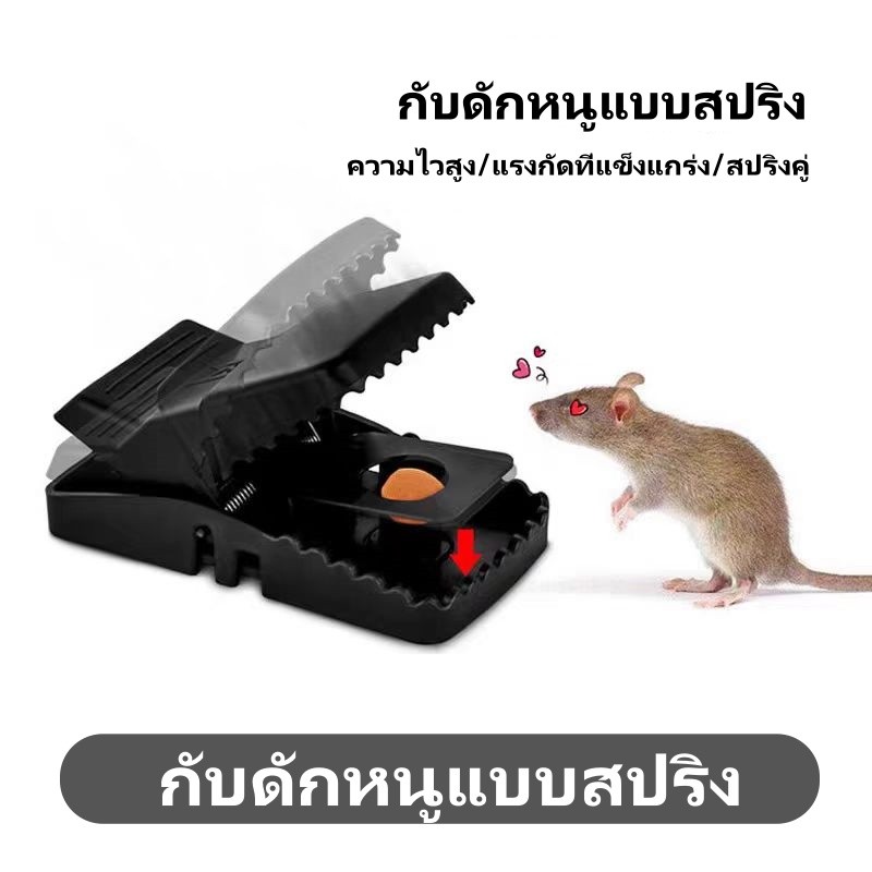 กับดักหนู, กับดักหนูแบบสปริง, กับดักหนูแบบพลาสติก, นำกลับมาใช้ใหม่ได้, ความไวสูง, แรงกัดที่แข็งแกร่ง, สปริงคู่, วัสดุหนา