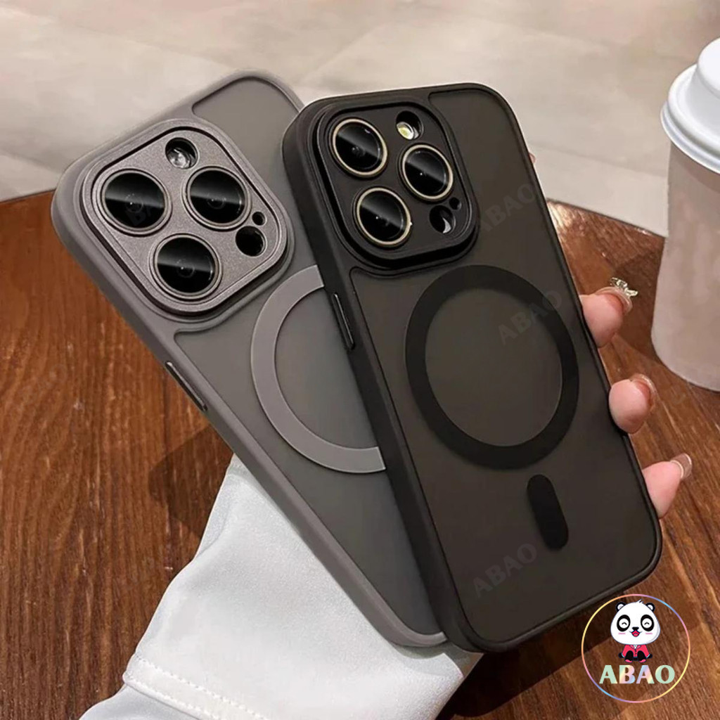 ABao แม่เหล็กหรูหรา Matte โปร่งแสงเกราะกันกระแทกสําหรับ iPhone 16 15 14 13 12 11 Pro Max สําหรับ Magnetic Wireless Charger Case Cover ราคา ถูกที่สุด ดีลบีเคเค แกลเลอรีภาพที่ 2