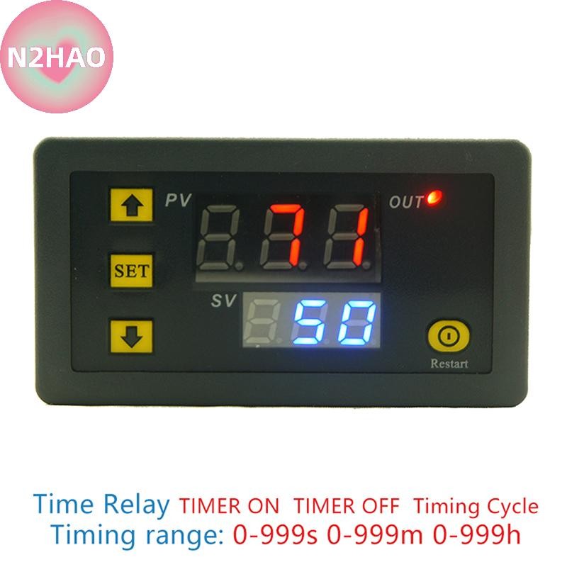N2hao 12V 20A จอแสดงผลดิจิตอลหน่วงเวลารีเลย์จับเวลาโมดูลขี่จักรยาน 0-999h n