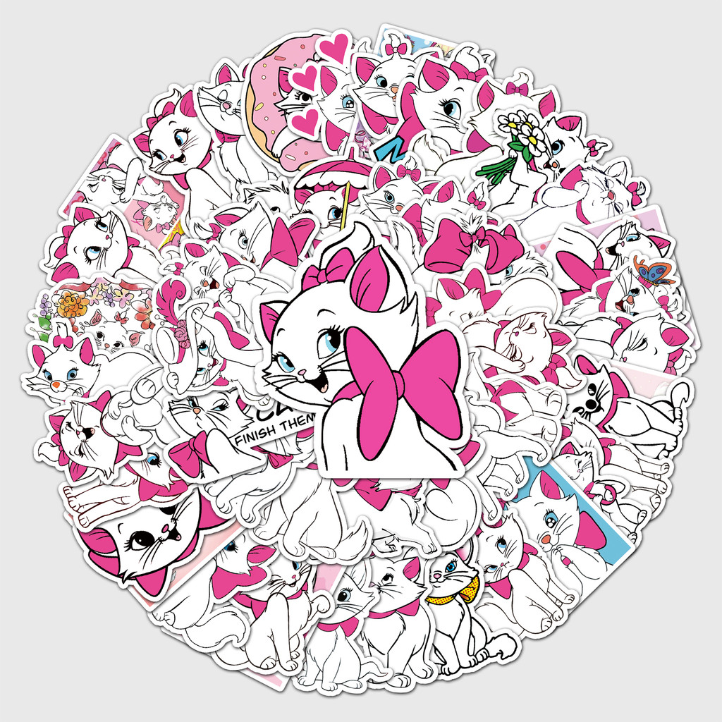 💥พร้อมส่ง💥Disney Marie Cat แมวมารี  waterproof sticker สติกเกอร์ กันน้ำ 50ชิ้น