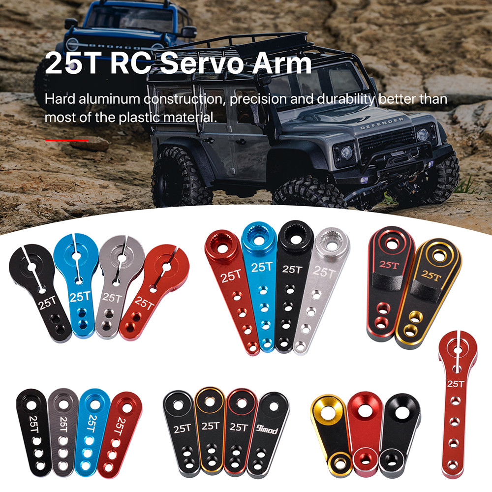 2pcs Multistyle รีโมทคอนโทรล 25T Matal Servo Horn Arm อลูมิเนียมสําหรับ 1/8 1/10 1/18 trx4m TRAXXAS RC Crawler รถอัพเกรดอะไหล่