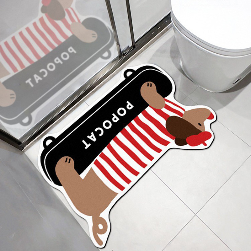 การ์ตูน Dachshund พรมปูพื้นห้องน้ํา U รูป Pad ตกแต่งบ้านพรมเช็ดเท้า