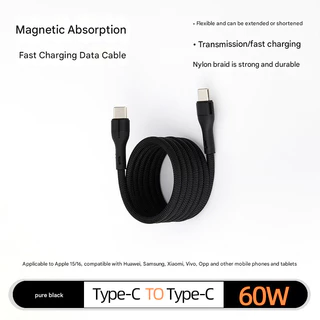 1m/1.5m/2m สายชาร์จแม่เหล็กประเภท c สายชาร์จเร็ว 100W สายชาร์จเร็วสําหรับ Huawei xiaomi usb type c สายเร็ว