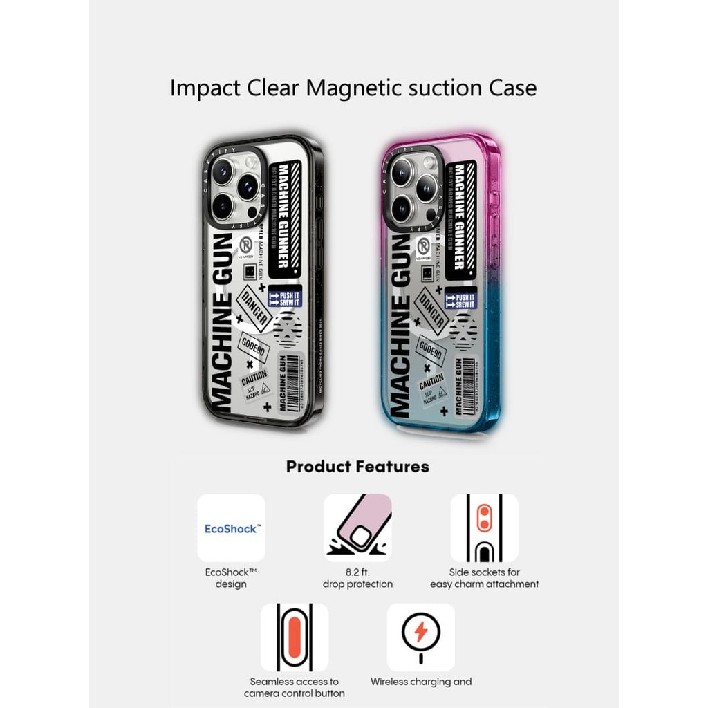 CASECASE X เครื่องแม่เหล็กดูดฮาร์ดอะคริลิคกลับสําหรับ Apple IPhone 12 13 14 15 16 Pro Max Plus พร้อมกล่อง