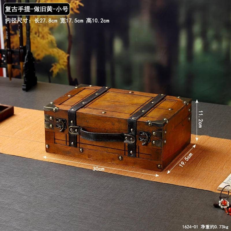 [ขายร้อน] กล่องเก็บของแบบพกพาย้อนยุคสมัยเก่าแบบพกพาอุปกรณ์ประกอบฉากยิงโบราณกล่องพกพา รหัส เอกสารเล่นคอลเลกชันกล่องสมบัติ - รูปที่ 4