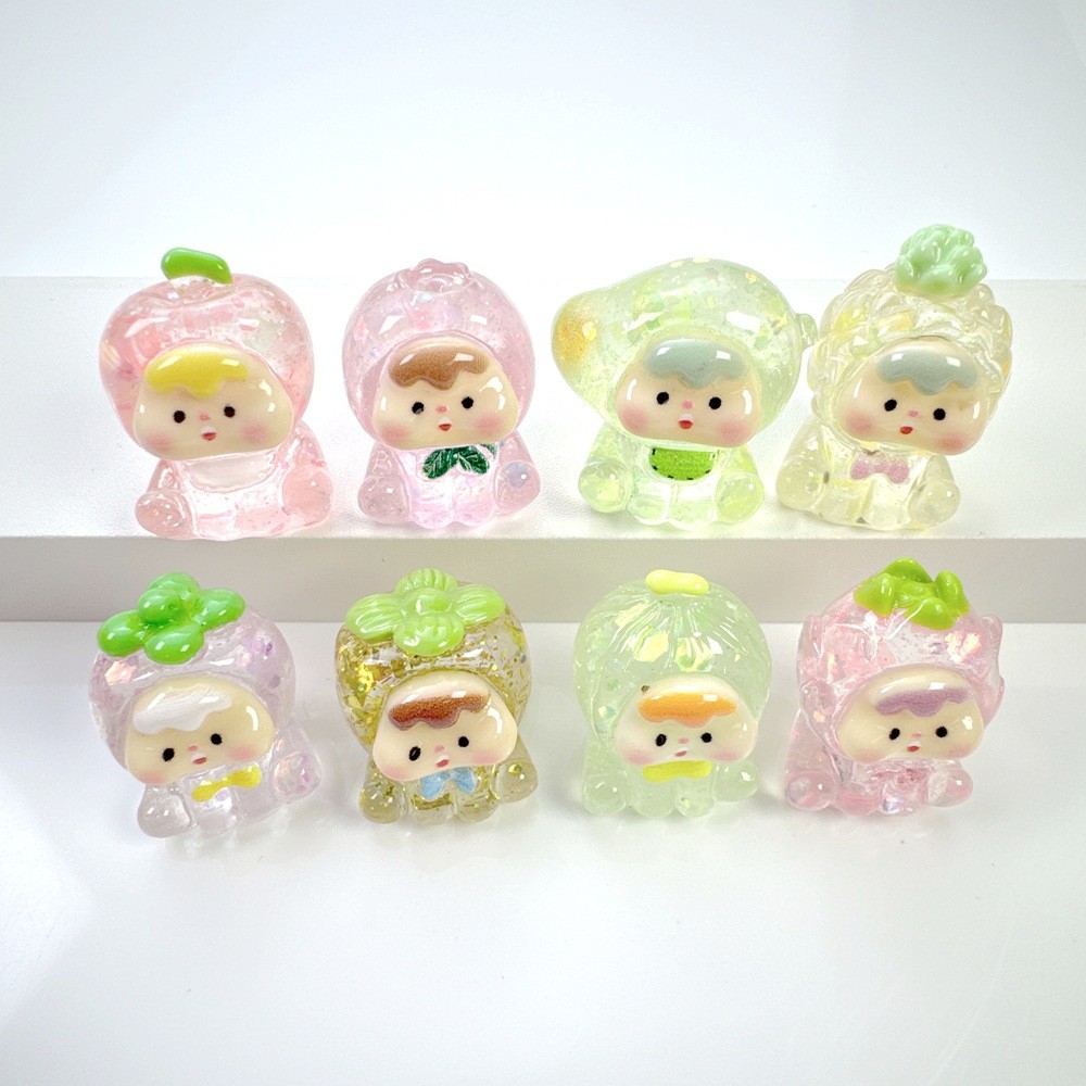 8 ชิ้นขนาดเล็ก Shinny Fruit Baby 3D เรซิ่น Charms สําหรับ DIY 1.6*2.4 ซม.(2-109)