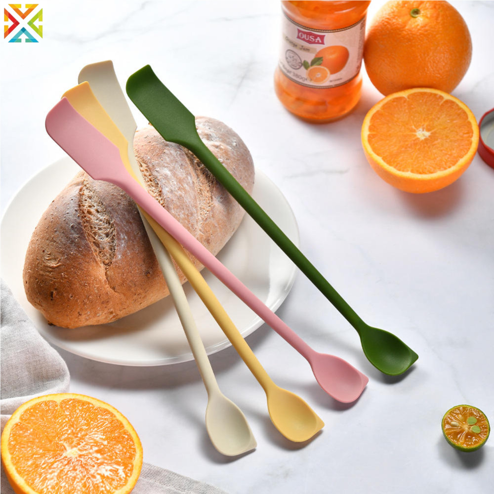 ซิลิโคน Double-ended Jam Spatula ห้องครัวซิลิโคนไม้พาย Jam Spatula ในครัวเรือน Double-ended กวนช้อนติด