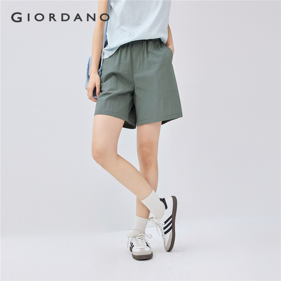 GIORDANO WOMEN Fake placket elastic waist shorts 13405226