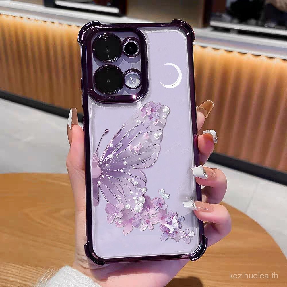 เคส OPPO Reno 13F 13 เคส OPPO Reno 13F A5 Pro 5G 13 Pro เคสใสลายผีเสื้อน่ารัก เคสนุ่มกันกระแทกพร้อมฟิล์มป้องกันเลนส์กล้อง ถุงลมหนา หรูหราโปร่งใส