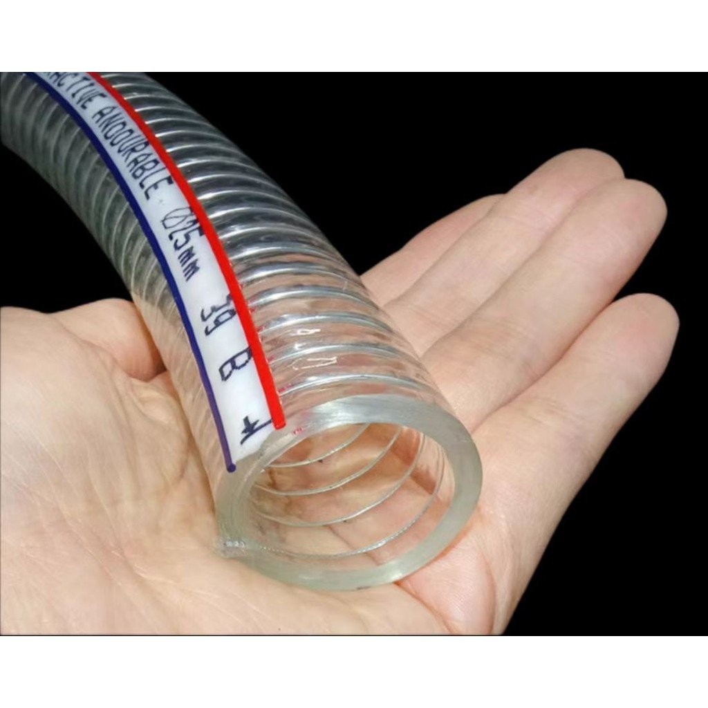 สายยางเหล็กโปร่งใส PVC หนาสำหรับระบายน้ำและการเกษตร ท่อพลาสติกทนกรดและด่างสำหรับสูบน้ำ ไซต์ก่อสร้าง 