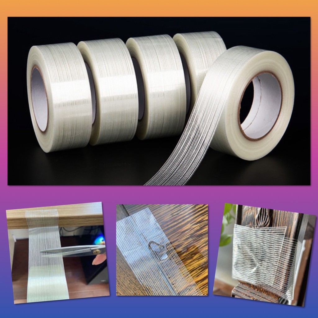 💎 เทป ไฟเบอร์ ลายทาง กาวในตัว โคตรหนา เทปกาว ใยแก้ว ยาว 50 เมตร ซ่อมงานผนัง แตกร้าว เสริมแรงยึด รุ่นพิเศษเหนี่ยวแน่น  💎