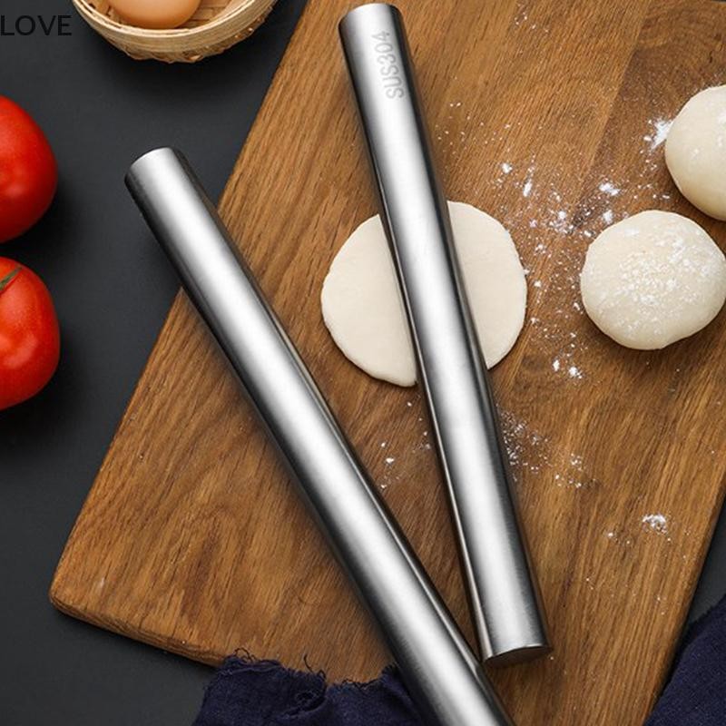 [JJCW] สแตนเลส Rolling Pin เครื่องครัว Dough Roller Bake พิซซ่าก๋วยเตี๋ยวคุกกี้เกี๊ยวทําเครื่องมืออบ