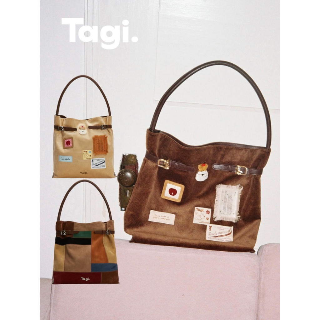 Tagi. Suede Wheat Field Corduroy Hobo Bag กระเป๋าสะพายขา้ง