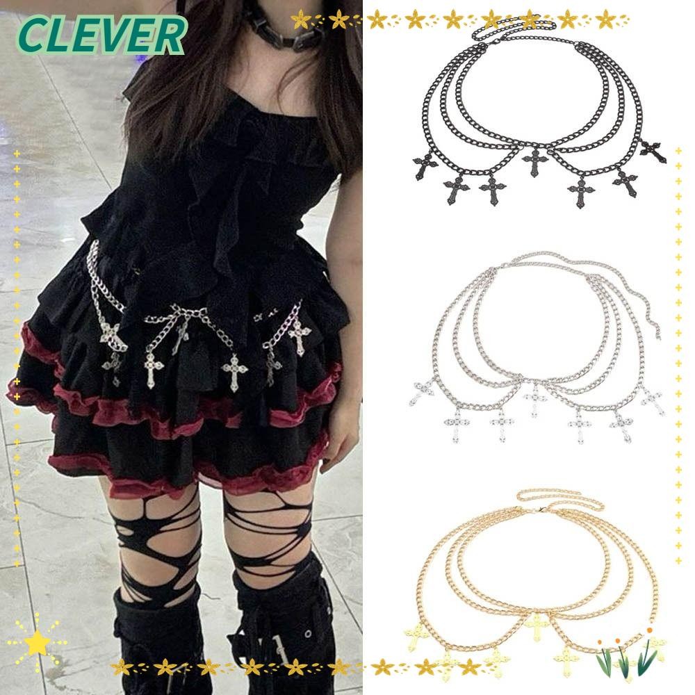 Clever Punk เอวโซ่, โซ่เอวไขว้โลหะหลายชั้น, เข็มขัดคาดเอวฮิปฮอปหรูหรากลวงแฟชั่น
