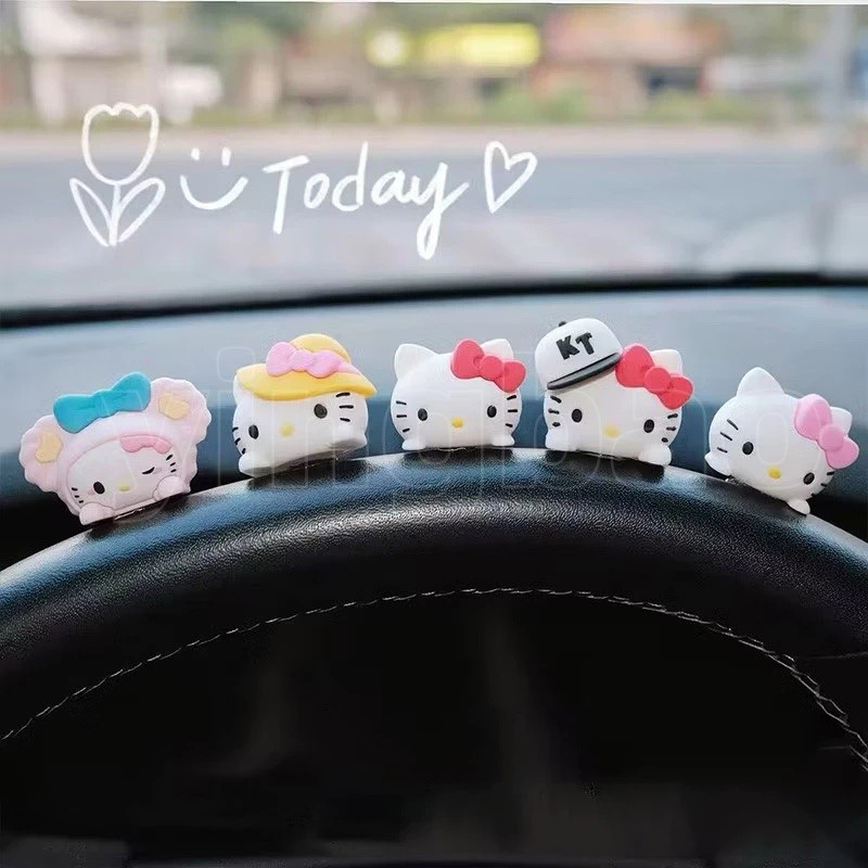 5ชิ้น/เซ็ตน่ารักคิตตี้ตุ๊กตาตกแต่งรถการ์ตูนคิตตี้แมวรูปการกระทําตุ๊กตาเครื่องประดับอัตโนมัติภายในแดชบอร์ดตกแต่งสําหรับสาวๆ - รูปที่ 7
