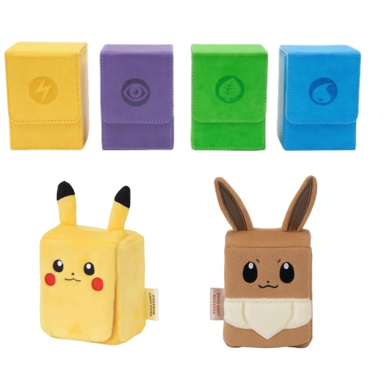 ต้นฉบับจีน PTCG Pokemon Pocket Monsters Trading การ์ดเกมคอลเลกชันกล่อง Pikachu Eevee Plush Collection กล่อง