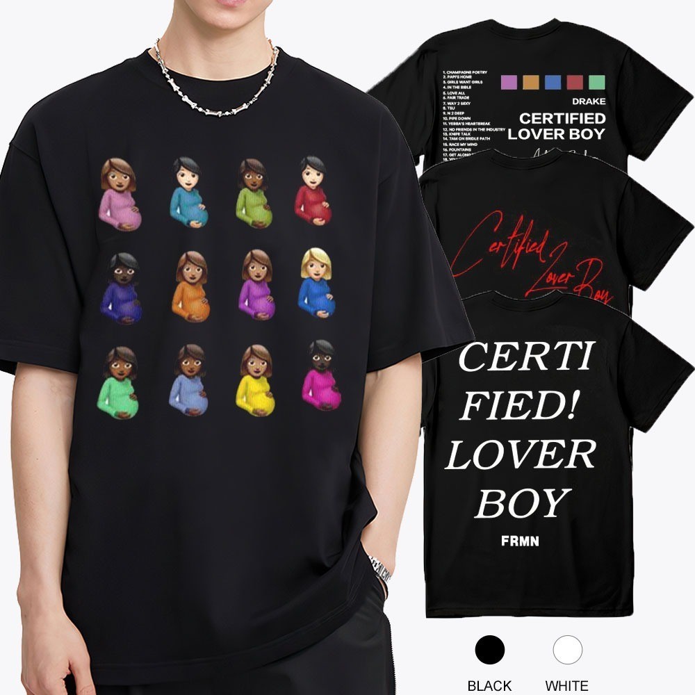 [เสื้อยืด]DRAKE - BIG Emoji Certified Lover Boy with Back Script CLB, Premium,S-5XL เสื้อยืดคอตตอนเส