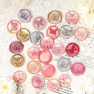 Journamm 25 PCS PET Wax Seal สติกเกอร์ความคิดสร้างสรรค์กาว Diy สติกเกอร์ Hand Made ตกแต่ง Junk Journal Collage สติกเกอร์