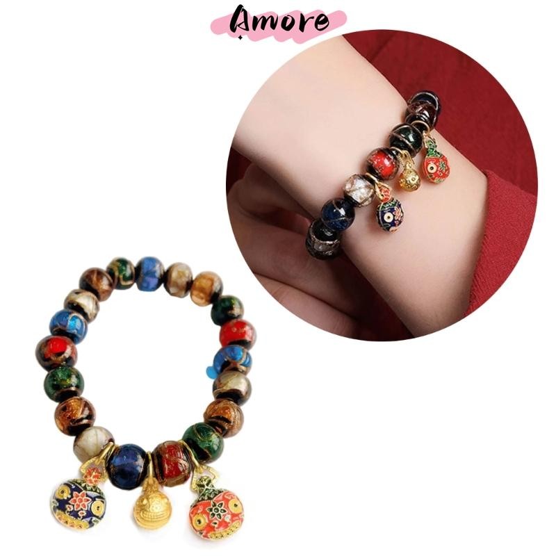 Amore ชาติพันธุ์กลุ่มสร้อยข้อมือลูกปัดวินเทจสร้อยข้อมือธูปเคลือบสร้อยข้อมือแฟชั่นเครื่องประดับข้อมือลูกปัดกําไลข้อมือสําหรับ Dail