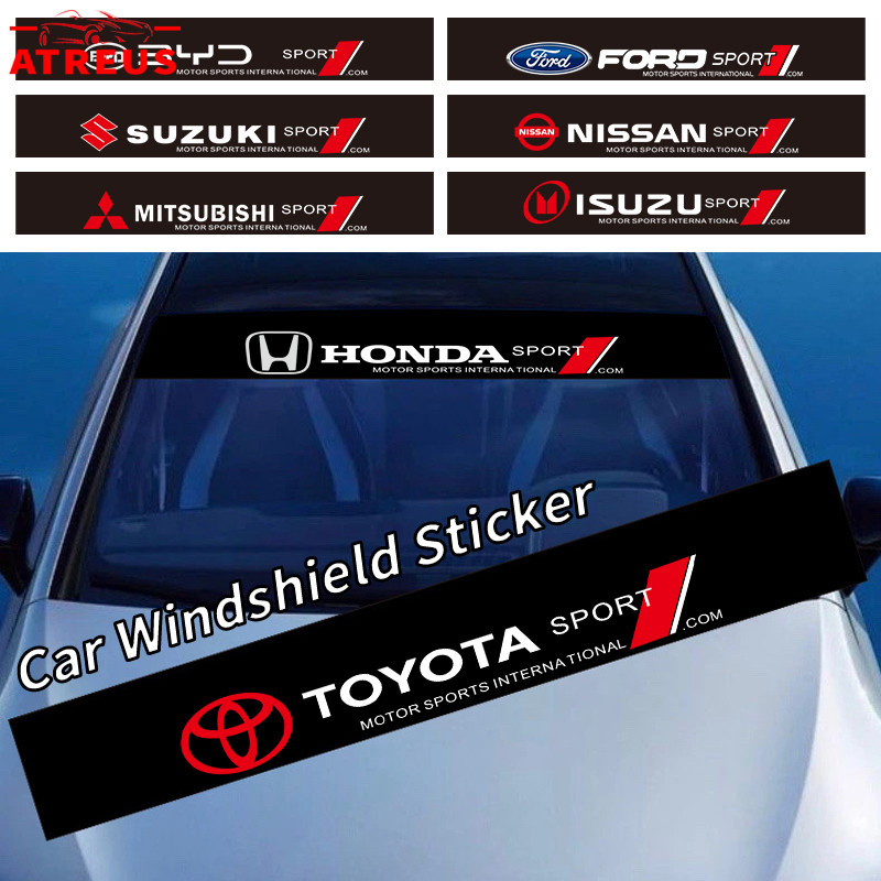 [Atreus] สากล สติกเกอร์ ติดกระจกหน้ารถยนต์ Toyota Honda Isuzu สติ๊กเกอร์บังแดด คาดกระจกหน้า-กระจกหลัง สติ๊กเกอร์ ติดรถยนต์ อุปกรณ์ตกแต่งรถยนต์