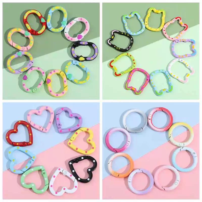 คลิปคาราไบเนอร์ดีไซน์ลายหัวใจและดอกไม้ สีสันสดใสสำหรับกระเป๋า