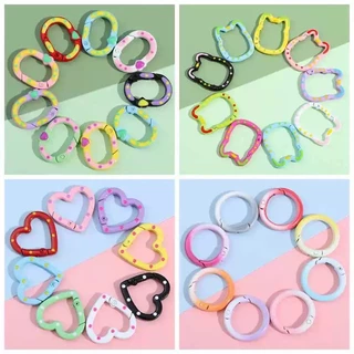 1PC ฤดูใบไม้ผลิหัวใจแหวนหัวเข็มขัด Multicolors Star ดอกไม้ Cat Shape กระเป๋าเข็มขัดหัวเข็มขัดกระเป๋าถือ Carabiner เครื่องมือกลางแจ้ง