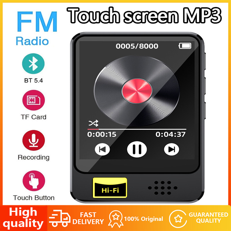 64G MP3 เครื่องเล่นเพลงบลูทูธ 5.2 HiFi MP4 Walkman หน้าจอสัมผัสในตัวลําโพงบันทึกกล้องเครื่องเล่นวิดีโอ FM/E-book