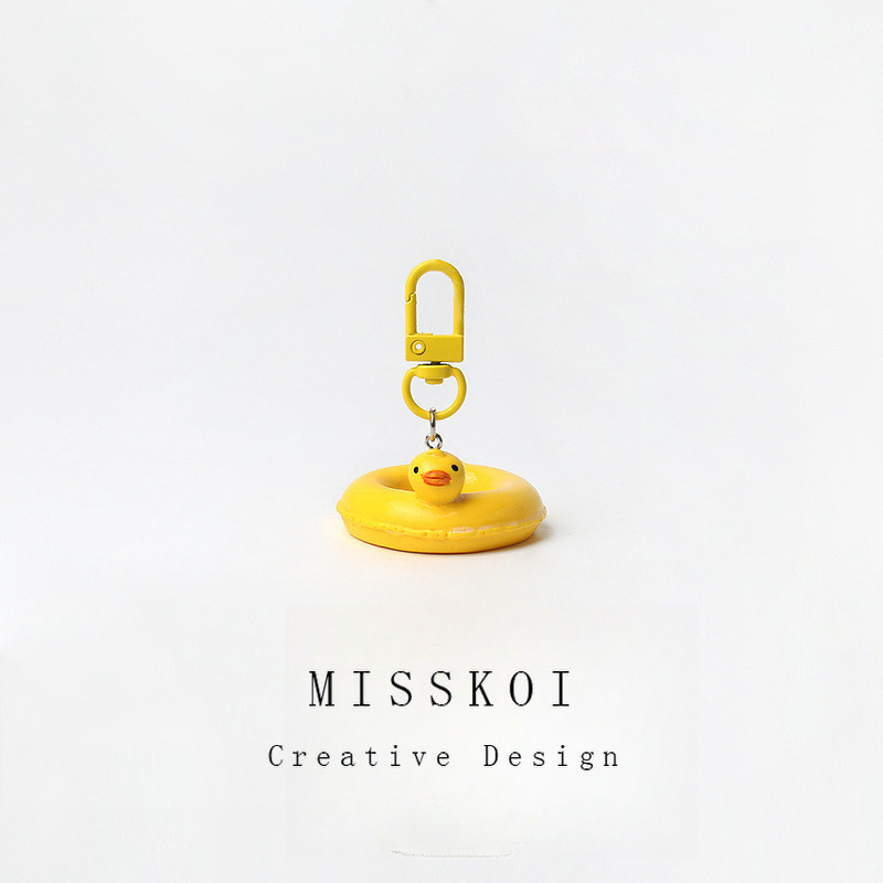 Mjt จําลองเป็ดว่ายน้ําแหวนพวงกุญแจสนุกจี้สร้างสรรค์ตลกกระเป๋า Niche เครื่องประดับ