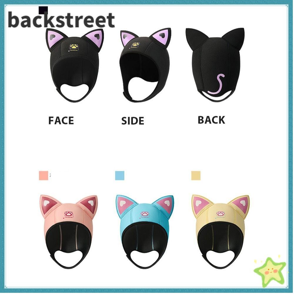 BACKSTAGE Cat Ears Diving Hood, 3MM Neoprene Wetsuit Hood Cap,หนาการ์ตูนกันน้ําว่ายน้ําดําน้ําดูปะกา