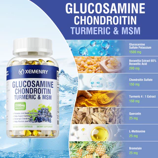 Xemenry - Glucosamine Chondroitin Veggie Caps - อาหารเสริมซัพพอร์ตร่วม สารต้านอนุมูลอิสระ MSM กํายานขมิ้น All-in-One Ingredient