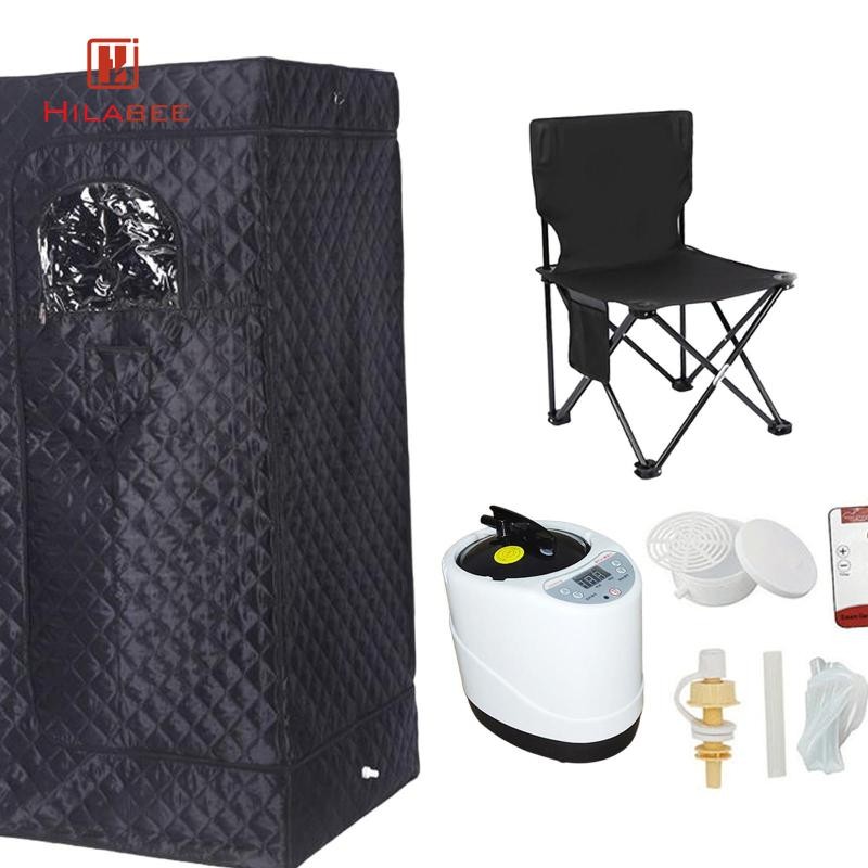 HILABEE เต็นท์ซาวน่าไอน้ําเต็มร่างกายซาวน่าไอน้ําพร้อมเก้าอี้พับได้ซิปคู่น้ําหนักเบากล่องซาวน่าเต็มร่างกายสําหรับบ้านสปาของขวัญ - รูปที่ 3