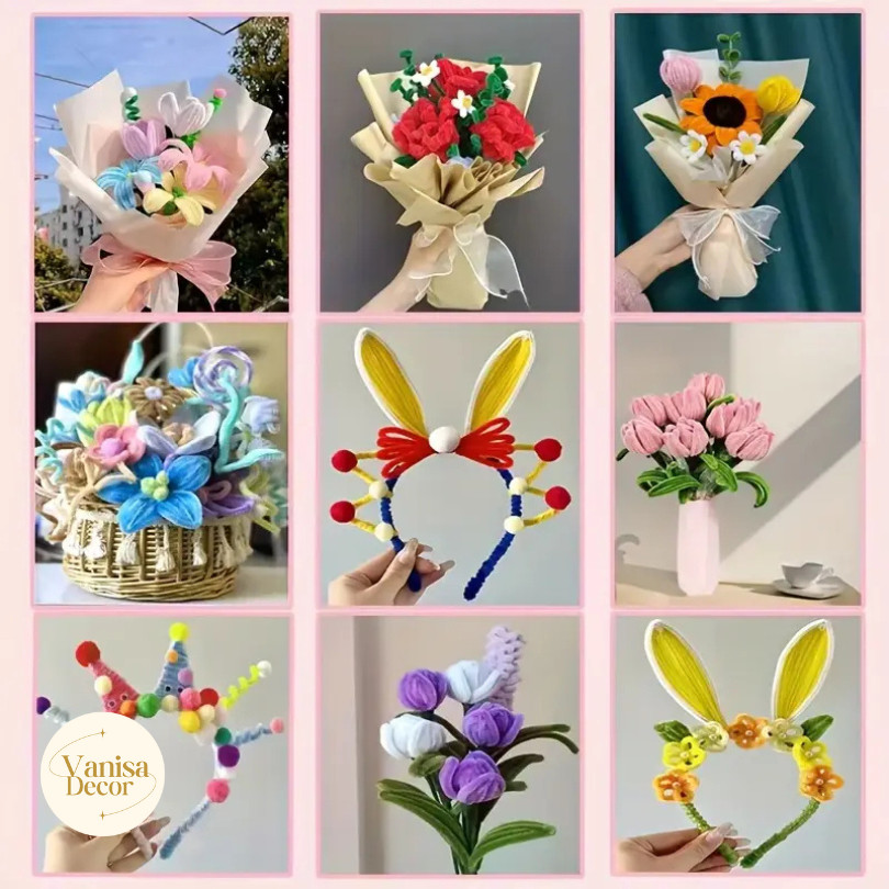 (บรรจุ100เส้น) สินค้าพร้อมส่ง ลวดกำมะหยี่ DIY มัดแยกสี สร้างสรรค์งานประดิษฐ์ต่างๆ สำหรับงานฝีมือ สีสันสดใส สินค้าขายดี