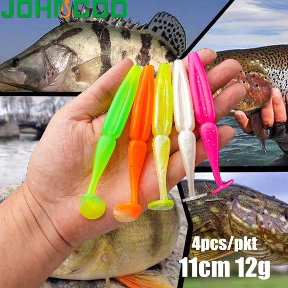 4 ชิ้น/pkt Paddle Tail Swimbaits 11 ซม.12g T Tail Soft Lure ซิลิโคน Wobbler ยาวโยนประดิษฐ์หนอน