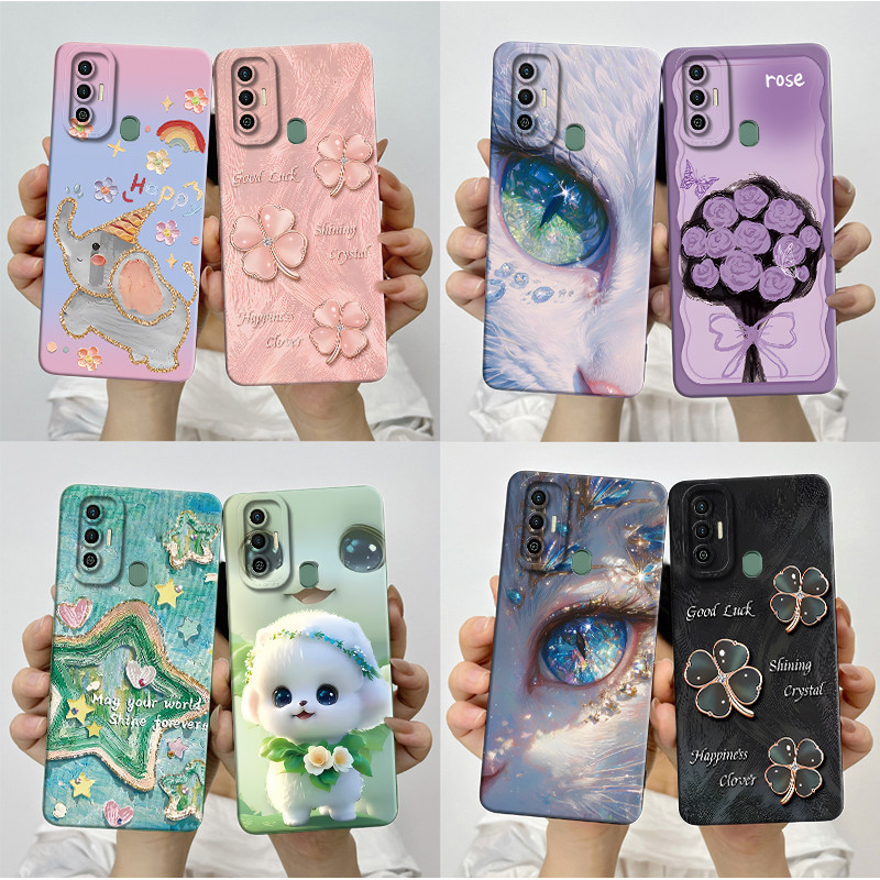 Tecno Spark 7 7Tกรณีแฟชั่นความงามสวยผีเสื้อดอกไม้ทาสีซิลิโคนกันกระแทกTPUกันชนนุ่มTecno Spark7 Spark7T KF6 KF6j KF6pเคสโทรศัพท์