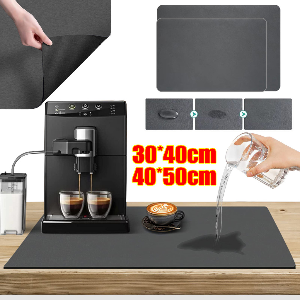 เสื่อบาร์กาแฟ 30x40 ซม./40x50 ซม., พื้นผิวไดอะตอมไมต์ดูดซับการรั่วไหลพร้อมฐานกันลื่น,ตัวป้องกันเคาน์เตอร์กันน้ําสําหรับเครื่องเอสเพรสโซ่/ครัว