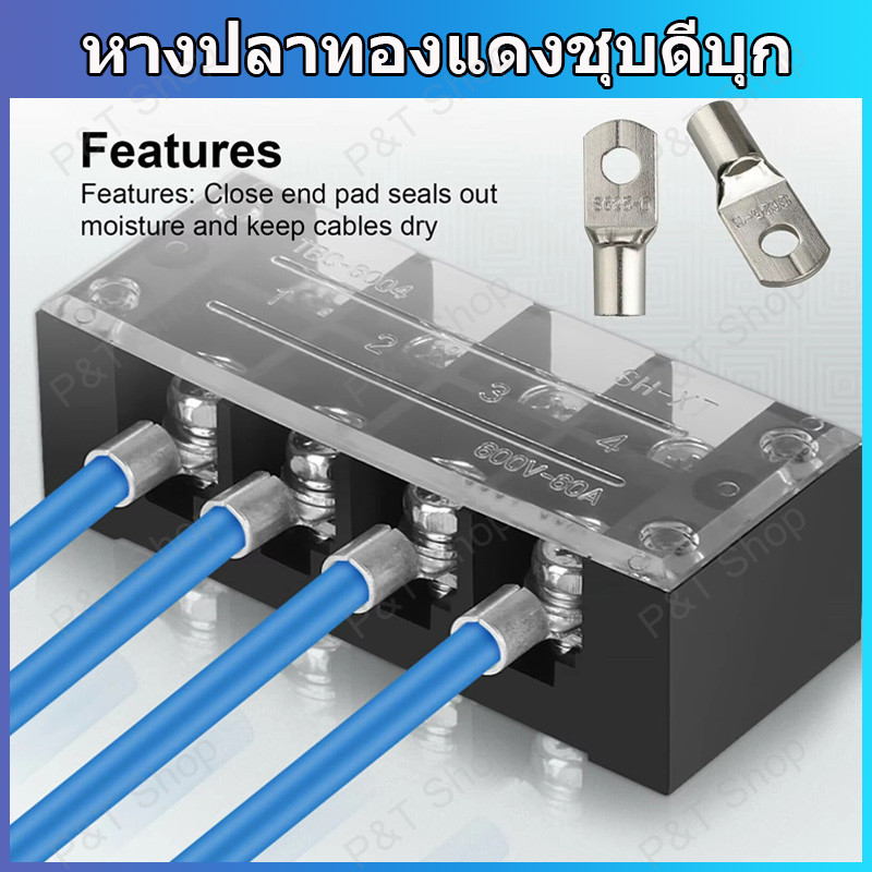 1 ชิ้น หางปลาทองแดงรุ่นหนา หางปลาแบตเตอรี่ หางปลาทรงยุโรป สำหรับสายขนาด 6,10,16,25,35,50 sqmm.. - รูปที่ 4