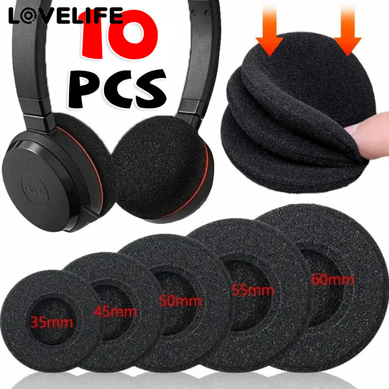 [3ค&อัตโนมัติ]ผ้าคลุมฟองน้ํากันเสียงสําหรับหูฟัง - แผ่นรองหูฟังโฟมความหนาแน่นสูงระดับพรีเมียม 5 ขนาดที่กําหนดเองพร้อมยางยืดพอดี (เส้นผ่านศูนย์กลาง 3.5-6 ซม.) 10 ชิ้นสีดําชุ