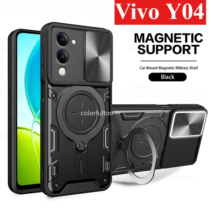 Y04 Vivo โทรศัพท์มือถือสําหรับ Vivo Y04 Y 04 VivoY04 4G 5G 2025 Push สไลด์กล้องเลนส์ป้องกัน Hard Cas