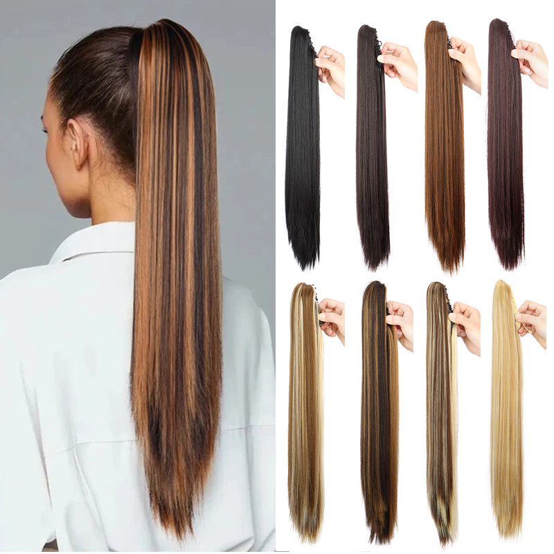 ต่อผมหางม้าสังเคราะห์ ขนาด 60 ซม. และ 45 ซม. ผมเรียบยาว สำหรับผู้หญิง Pony Tail Hair Clip Extension